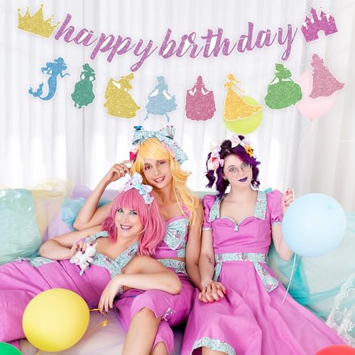 Princess Birthday Party Decorations Set - Pink Castle & Crown Banners