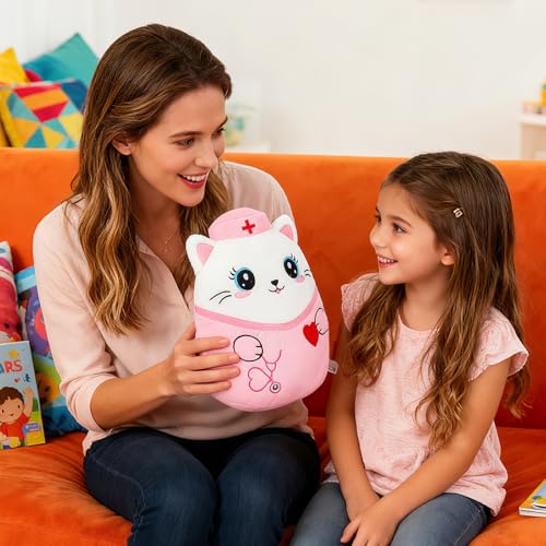 Nurse Cat Plush Toy - 8 Inch Soft Cuddly Gift for Nurses