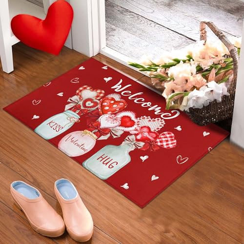 Valentine's Day Heart Doormat 30"x17" - Non-Slip & Durable