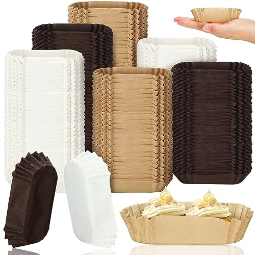 Mifoci 600 Pack Oval Mini Loaf Pan Liners - White, Brown & Natural Paper