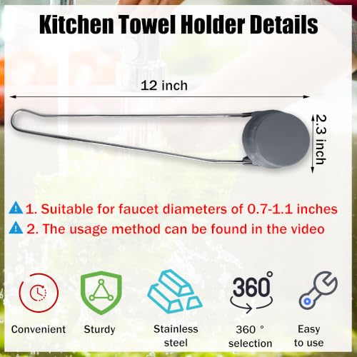 Stainless Steel Adjustable Dish Towel Holder for Kitchen Sink Faucet