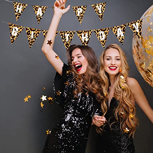 Leopard Print Happy Birthday Banner - Jungle Safari Theme Decor