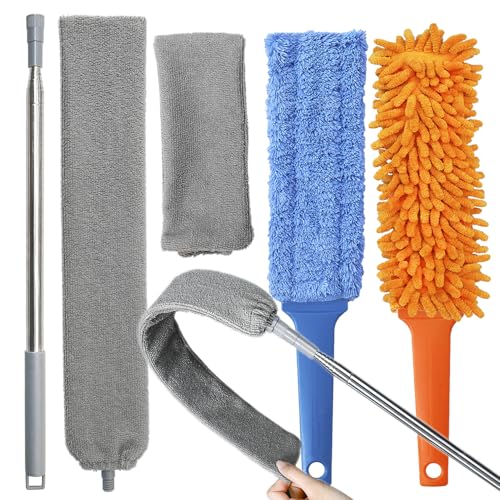 3-Piece Microfiber Gap Cleaning Duster Set with Retractable Handle