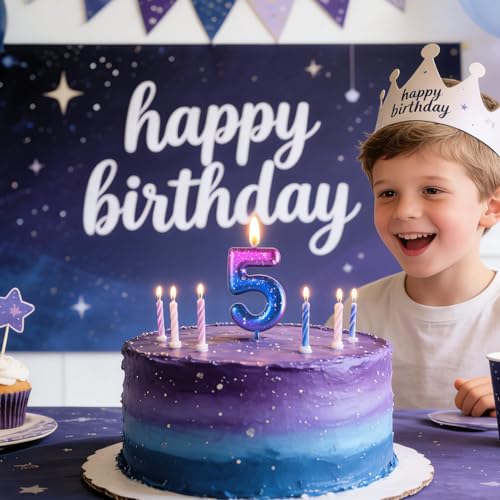 Purple and Pink Number 3 Birthday Candle for Girls