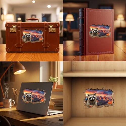 3D Raccoon Wall Decal - 5 Inch Vinyl Sticker for Room Decor