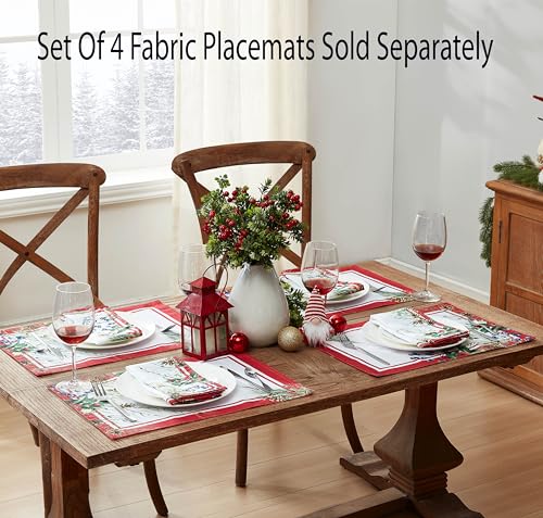 Holiday Fabric Placemats Set of 4 Pine Berries Winter Table Decor