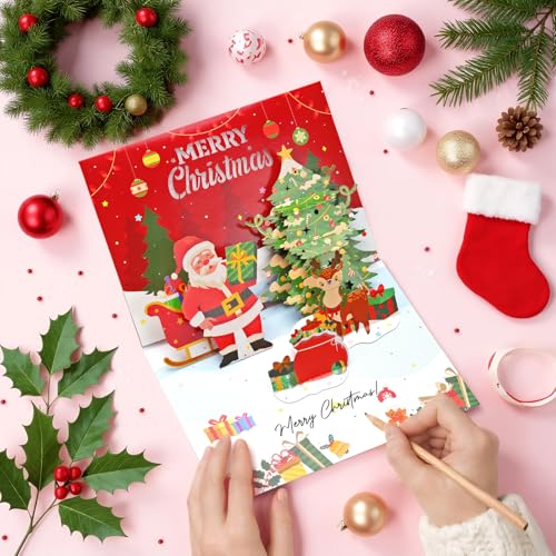 Lighted Music Christmas Card with Santa - Merry Christmas Greeting Card