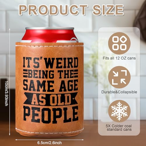 Honeydak Leather Can Cooler Sleeve - Funny Gift for Dad & Men