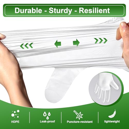 JedJadr 500 Disposable Food Service Gloves - Clear Poly Plastic Kitchen Gloves