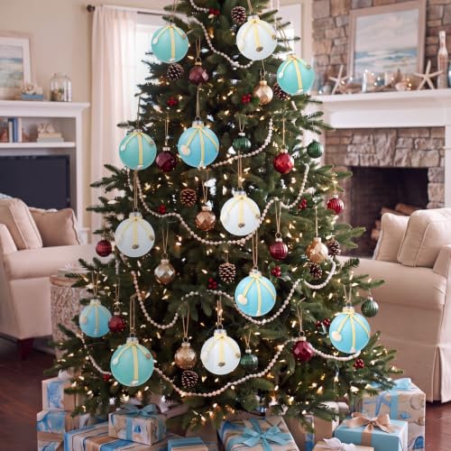 12 Pcs Coastal Christmas Tree Ornaments - Raffia Style, 2.36 Inch