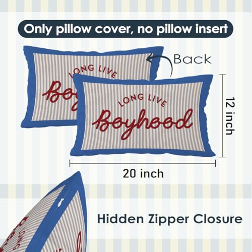 Long Live Boyhood Throw Pillow Cover 12x20 for Kids Room