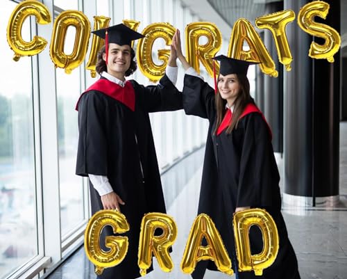 KALOR Gold 16 Inch Congrats Grad Banner Balloons for Graduation Party 2026