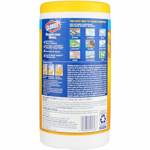 Clorox Disinfecting Wipes, Crisp Lemon Scent, 75 Count (Pack of 3)