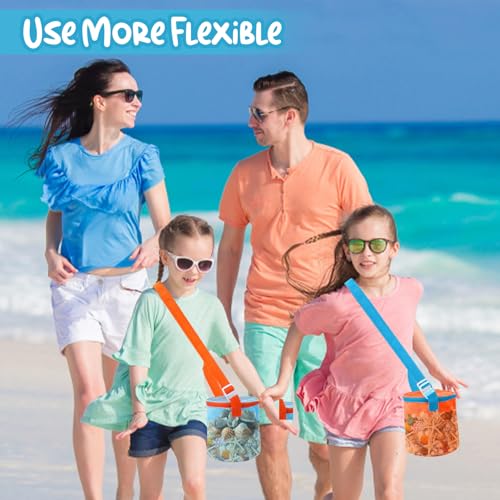 Vodolo Mesh Beach Shell Storage Bucket - 2pcs Seashell Bags for Kids