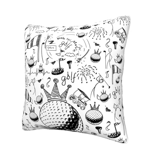 Golf Ball Throw Pillow Cover 18x18 Inch - Sports Decor for Home