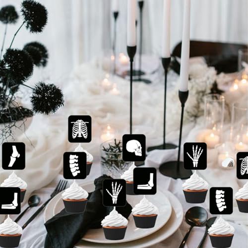 24Pcs Radiology Cupcake Toppers Double Sided X-Ray Tech Graduation Decor