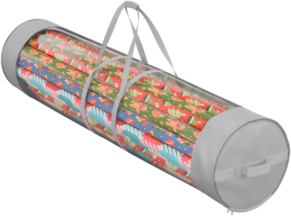 ProPik Wrapping Paper Organizer - Heavy Duty Storage Bag for 40-Inch Rolls | Holds Up to 24 Rolls, Clear PVC