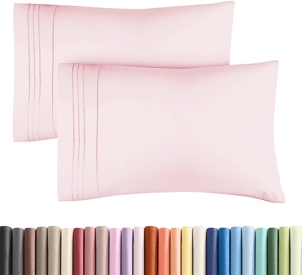 Skiennix Standard Pillow Cases Set of 2 - Ultra-Soft Hotel Quality - Comfy, Wrinkle-Free, Stain Resistant - Lavender Pink
