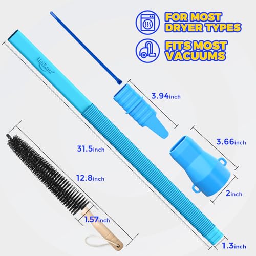 Holikme Dryer Vent Cleaner Kit - 3-Piece Vacuum Hose Attachment (Blue)