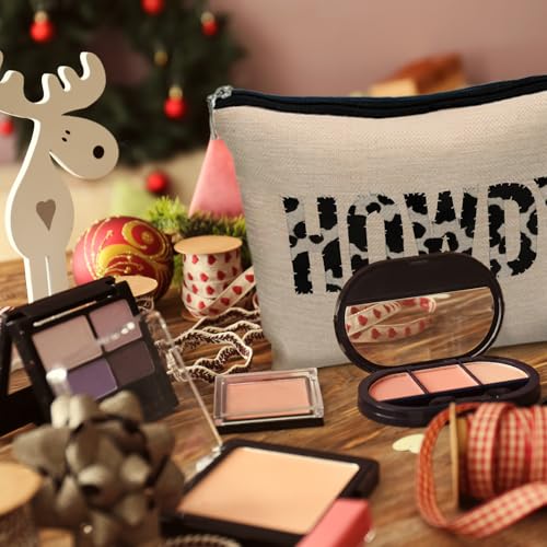 Cow Print Western Makeup Bag - Country Toiletry Pouch for Women