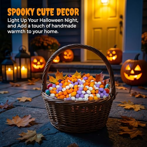 200 Mini Foam Halloween Eggs - Orange, White, Purple Decor
