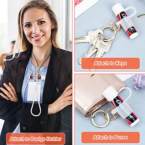 Silicone Chapstick Holder Keychain with Cap Cover & Wrist Lanyard