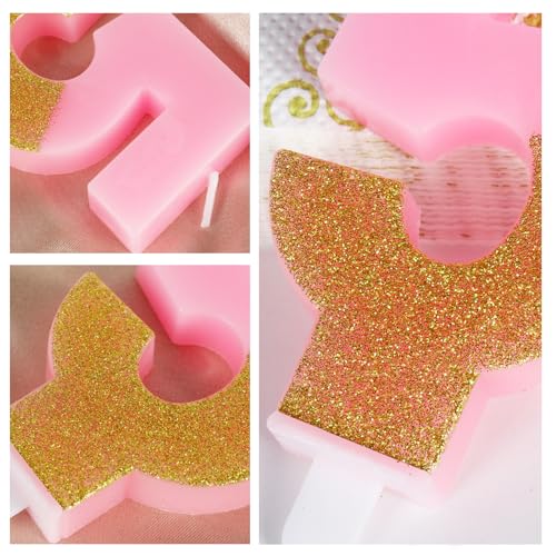 Pink Glitter 16th Birthday Candles - Number 16 Cake Topper