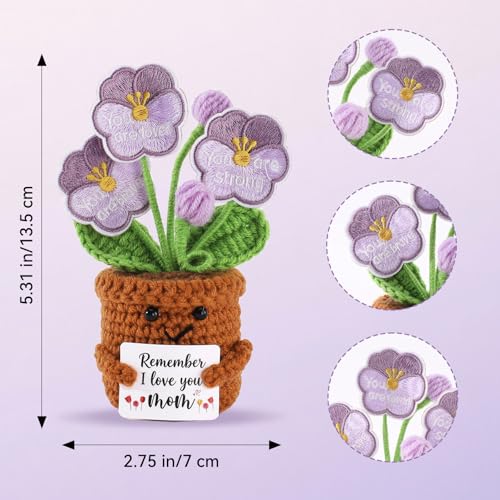 Handmade Crochet Pansy Pot for Mom - Remember I Love You Gift
