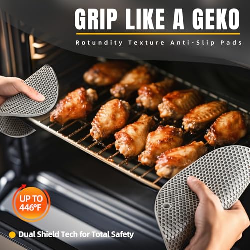 Black Silicone Pot Holders - 4 Pack Heat Resistant Non-Slip Mats