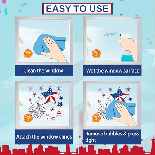 24 Sheets 4th of July Window Clings - Patriotic USA Decorations