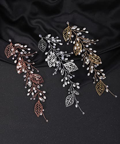 Silver Bridal Hair Vine with Pearls and Rhinestones - Wedding Headpiece