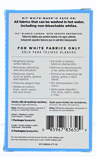 Rit White Wash Powder 1.8 Ounce - Fabric Color Remover & Dye Prep, Pack of 1