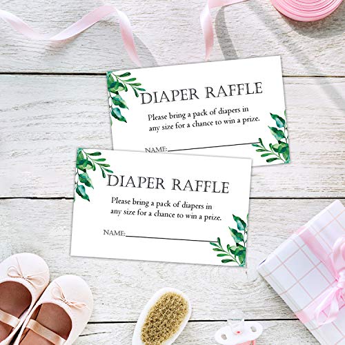 50 Pack Greenery Diaper Raffle Tickets for Baby Showers