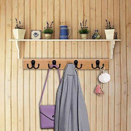 VIPERMARK 6-Pack Double Prong Coat Hooks - Wall Mounted Metal Robe and Hat Hooks with Screws for Bathroom and Bedroom