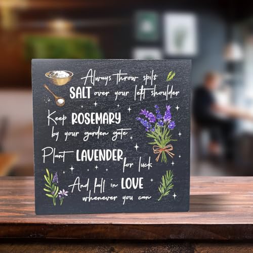 VIYZZX Funny Halloween Kitchen Decor Black Wood Block Sign - Practical Magic W
