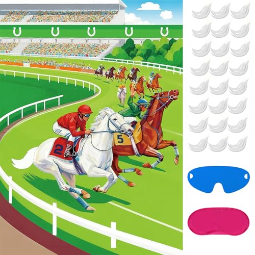 Large Pin The Tail on The Horse Game Set for Kids - 24 Stickers