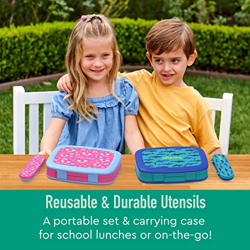 Bentgo Kids Utensil Set with Travel Case - Tropical - BPA-Free Fork & Spoon