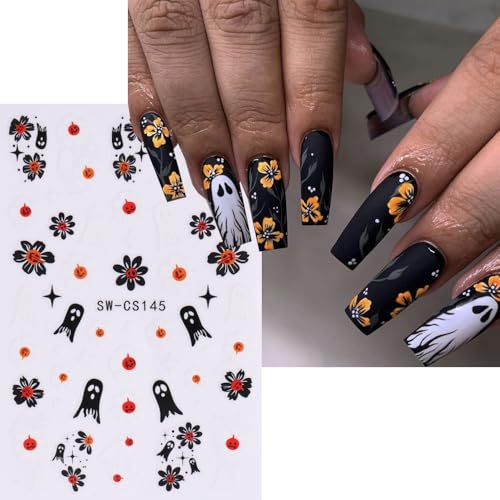 Halloween Nail Stickers Ghost Decals Self-Adhesive 6 Sheets