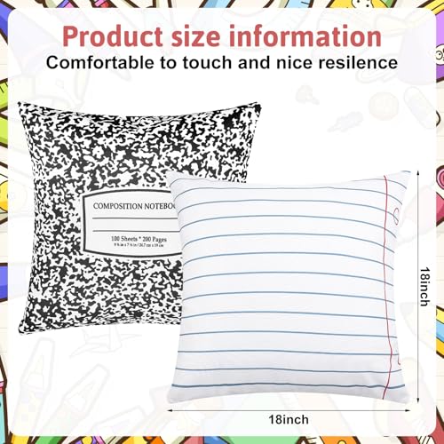 Hahafelt 2 Pack Notebook Design Throw Pillowcases - 18x18 Inches