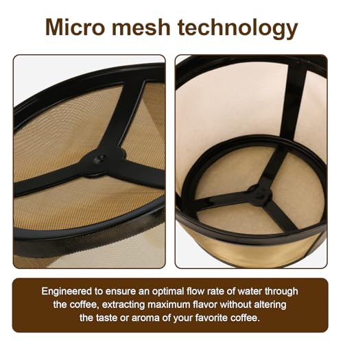 LIS ADORN Reusable Coffee Filter for 8-12 Cup Makers - Gold Tone Stainless Steel Mesh