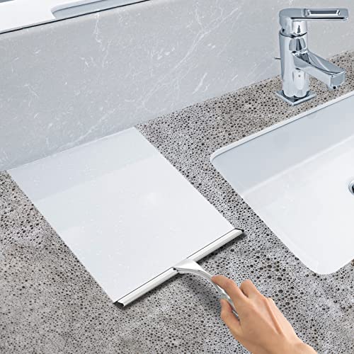 Docrok Stainless Steel Shower Squeegee with Hooks - 10 Inch