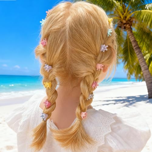 Mini Hair Claw Clips 100 Pcs Colorful Plastic Star & Crown Hair Accessories