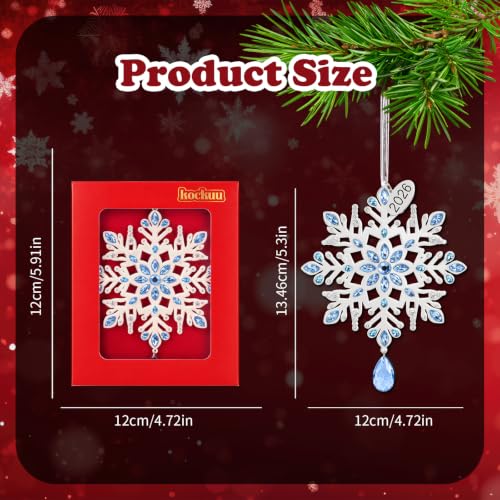 Mi Light Blue Snowflake Christmas Tree Ornament - 2026 Dated Keepsake, 5 Inch with Crystals