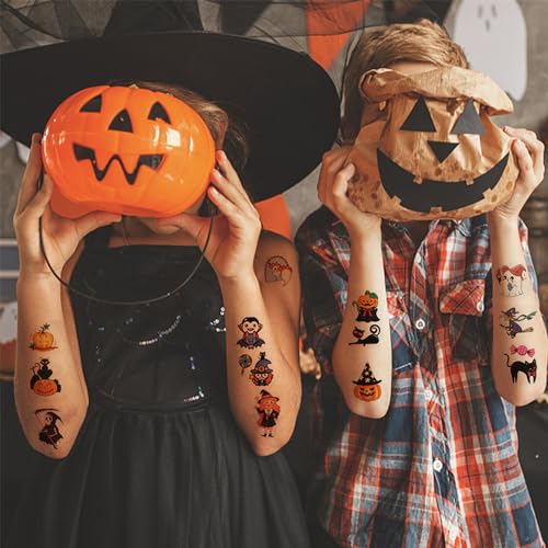 Moncinday Halloween Temporary Tattoos 24 Sheets Waterproof Fake Tattoos for Party Favors