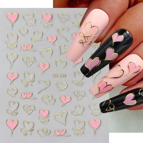 Valentine's Day 3D Self-Adhesive Heart Nail Art Stickers Decals