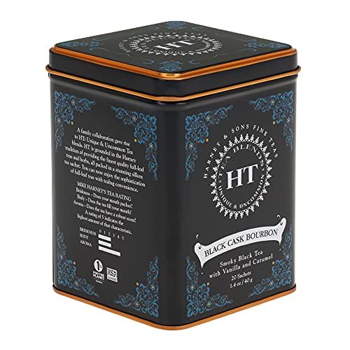 Harney & Sons Black Cask Bourbon Black Tea - 20 Pyramid Sachets in Tin
