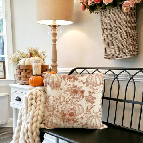 RABUSOFA Fall Pillow Covers 18x18 Inch Set of 2 - Rust