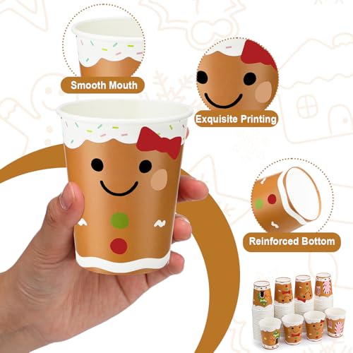 Gingerbread Man Paper Cups - 9 oz Christmas Disposable Cups, Pack of 100