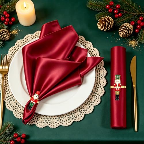 Nutcracker Soldiers Napkin Rings Set - Christmas Table Decor, 6pcs, Gold Finish