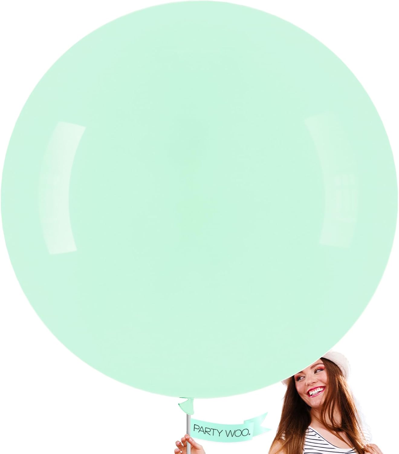 PartyWoo Mint Green Jumbo Balloons - 36 Inch Pastel Green for Birthday, Baby Shower & Graduation Decor